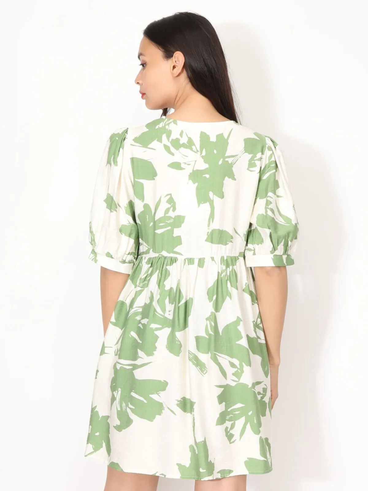 Best La Modeuse Robe à fleurs graphiques et n艙uds Vert