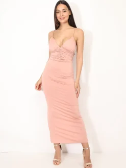 Clearance La Modeuse Robe à fronces et boutons VieuxRose