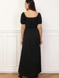 Clearance La Modeuse Robe à fronces et manches ballons Noir