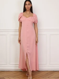 Best La Modeuse Robe à fronces et manches ballons Nude
