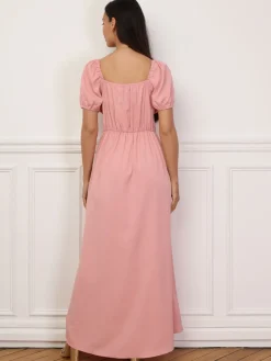 Best La Modeuse Robe à fronces et manches ballons Nude
