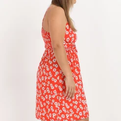 Discount La Modeuse Robe à imprimé marguerites grandes tailles Corail