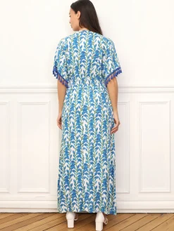 Clearance La Modeuse Robe à motif floral et pompons Blanc