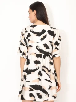 La Modeuse Robe à motif tacheté et N艙uds Beige
