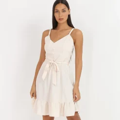 Hot La Modeuse Robe à volant Beige