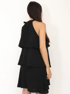 Best La Modeuse Robe à volants et n艙ud Noir