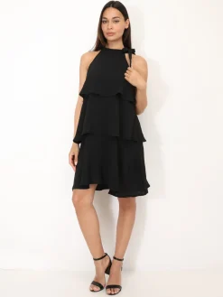 Best La Modeuse Robe à volants et n艙ud Noir