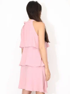 Clearance La Modeuse Robe à volants et n艙ud Rose