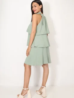 Best La Modeuse Robe à volants et n艙ud Vert