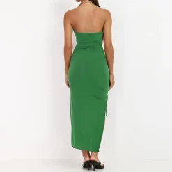 Sale La Modeuse Robe ajourée à fente et chaîne Vert