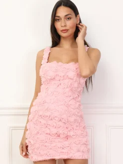 Discount La Modeuse Robe ajustée en tulle fleurie RoseBonbon