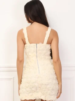 Clearance La Modeuse Robe ajustée en tulle fleurie Beige