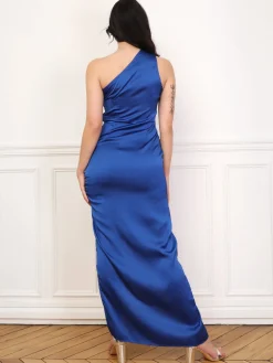 New La Modeuse Robe asymétrique à détail torsadé Bleu