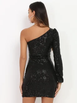Best La Modeuse Robe asymétrique à sequins Noir