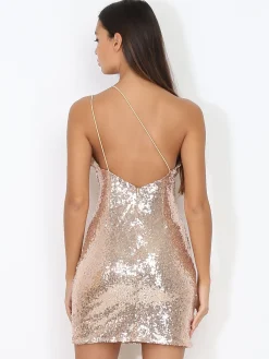 Best La Modeuse Robe asymétrique cut out à sequins Dorérose