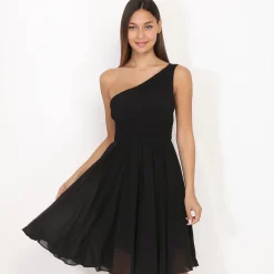 Discount La Modeuse Robe asymétrique drapée Noir