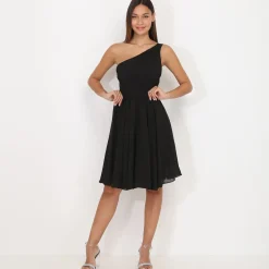 Discount La Modeuse Robe asymétrique drapée Noir