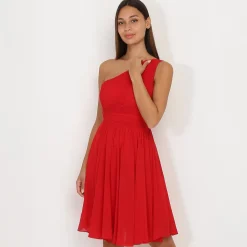 Outlet La Modeuse Robe asymétrique drapée Rouge