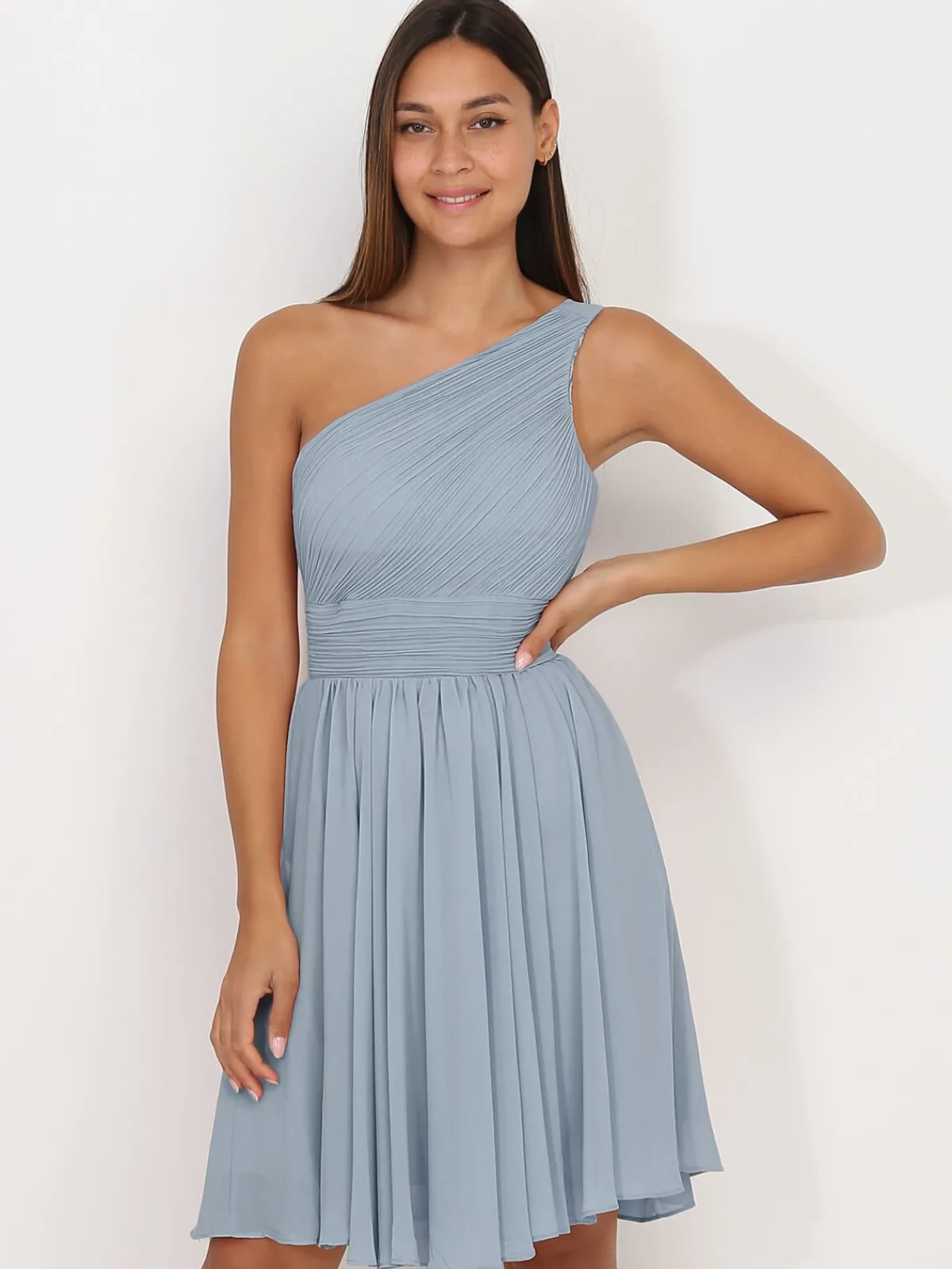 Best La Modeuse Robe asymétrique drapée BleuGivré