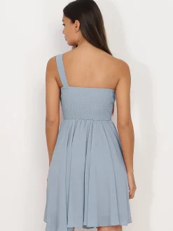 Best La Modeuse Robe asymétrique drapée BleuGivré