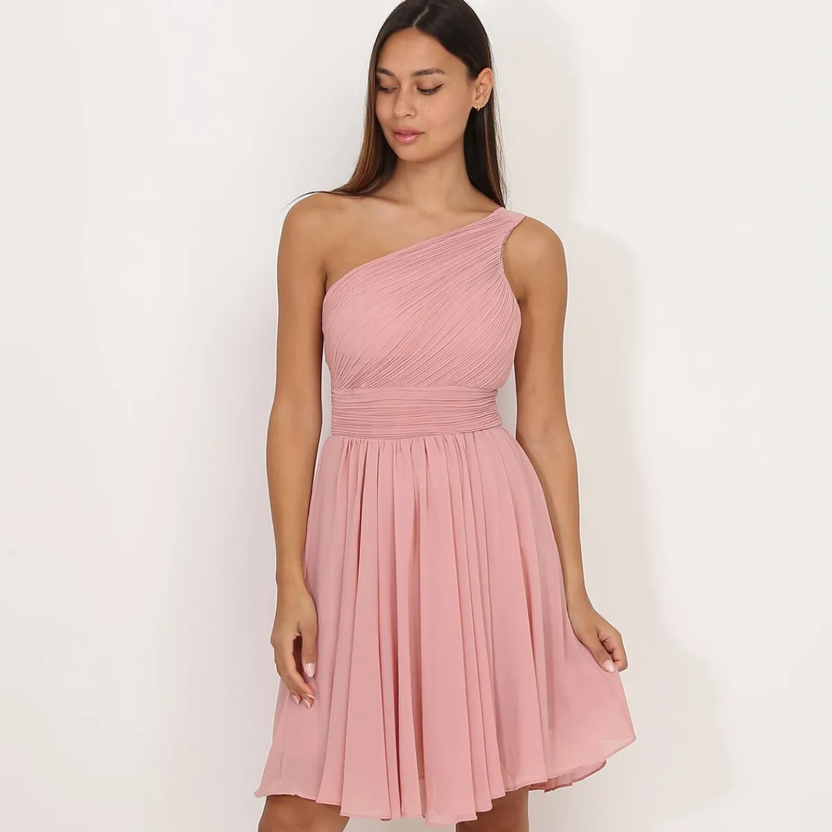 Best La Modeuse Robe asymétrique drapée VieuxRose