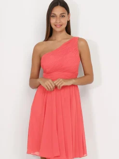 Outlet La Modeuse Robe asymétrique drapée Corail