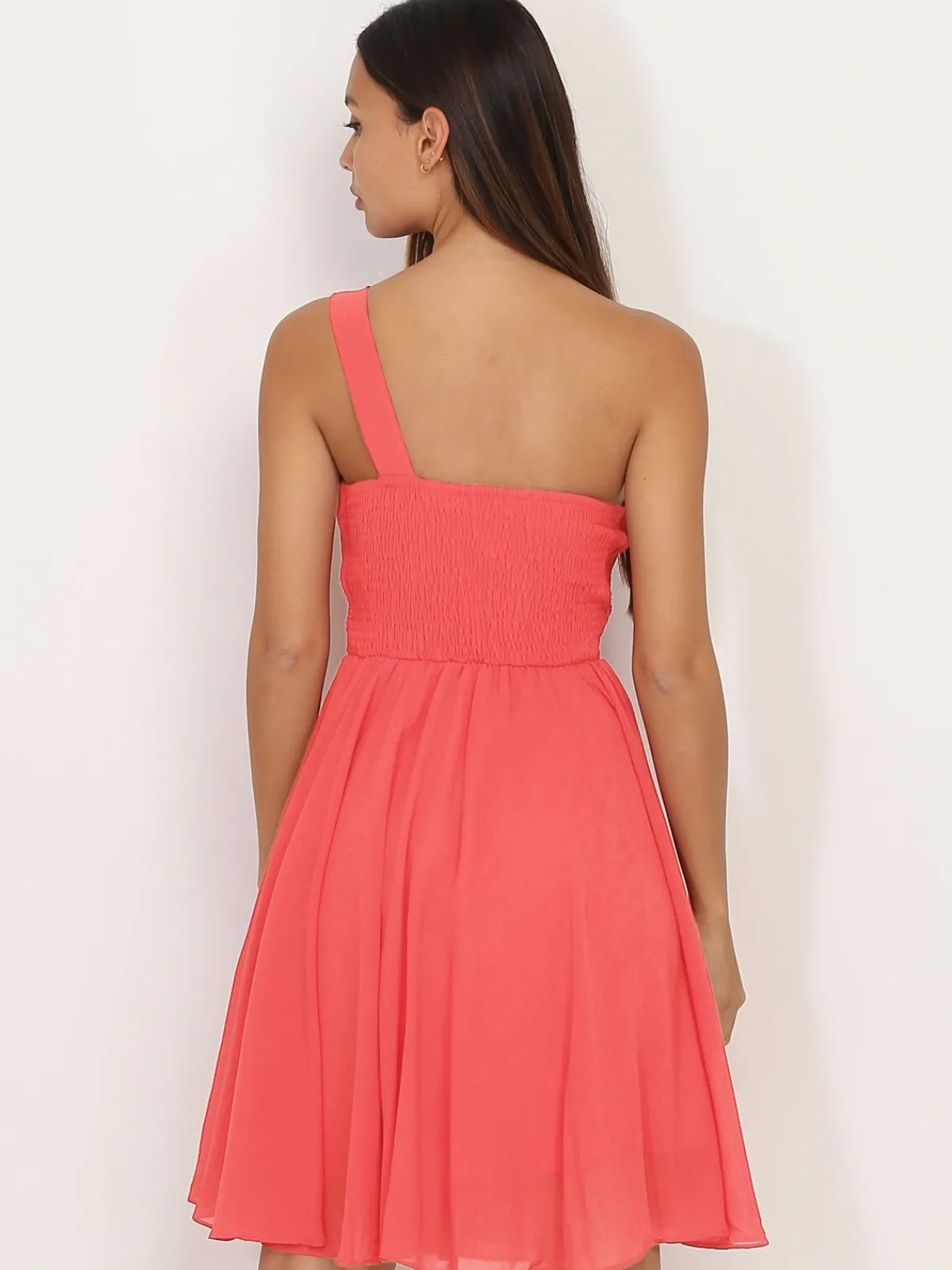 Outlet La Modeuse Robe asymétrique drapée Corail