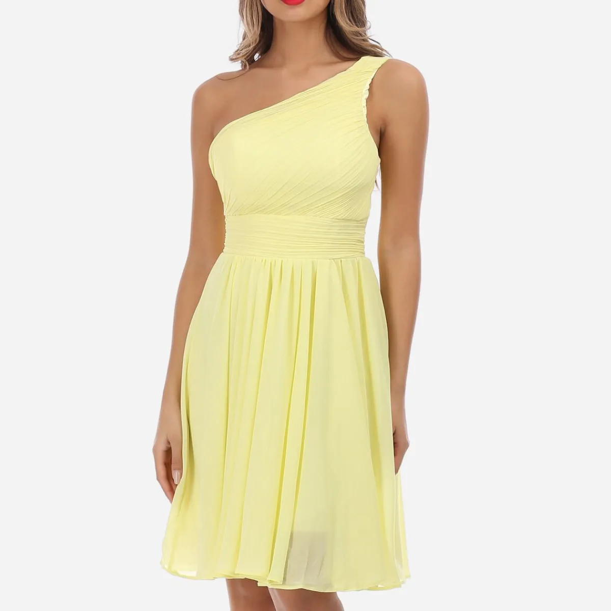 Sale La Modeuse Robe asymétrique drapée Jaune