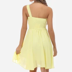 Sale La Modeuse Robe asymétrique drapée Jaune