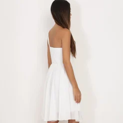 La Modeuse Robe asymétrique drapée Blanc