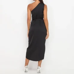 Online La Modeuse Robe asymétrique satinée Noir