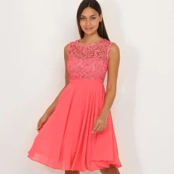 Discount La Modeuse Robe avec dentelle Corail