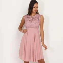 Outlet La Modeuse Robe avec dentelle VieuxRose