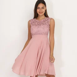 Outlet La Modeuse Robe avec dentelle VieuxRose