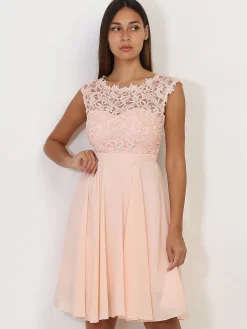Best La Modeuse Robe avec dentelle Rose