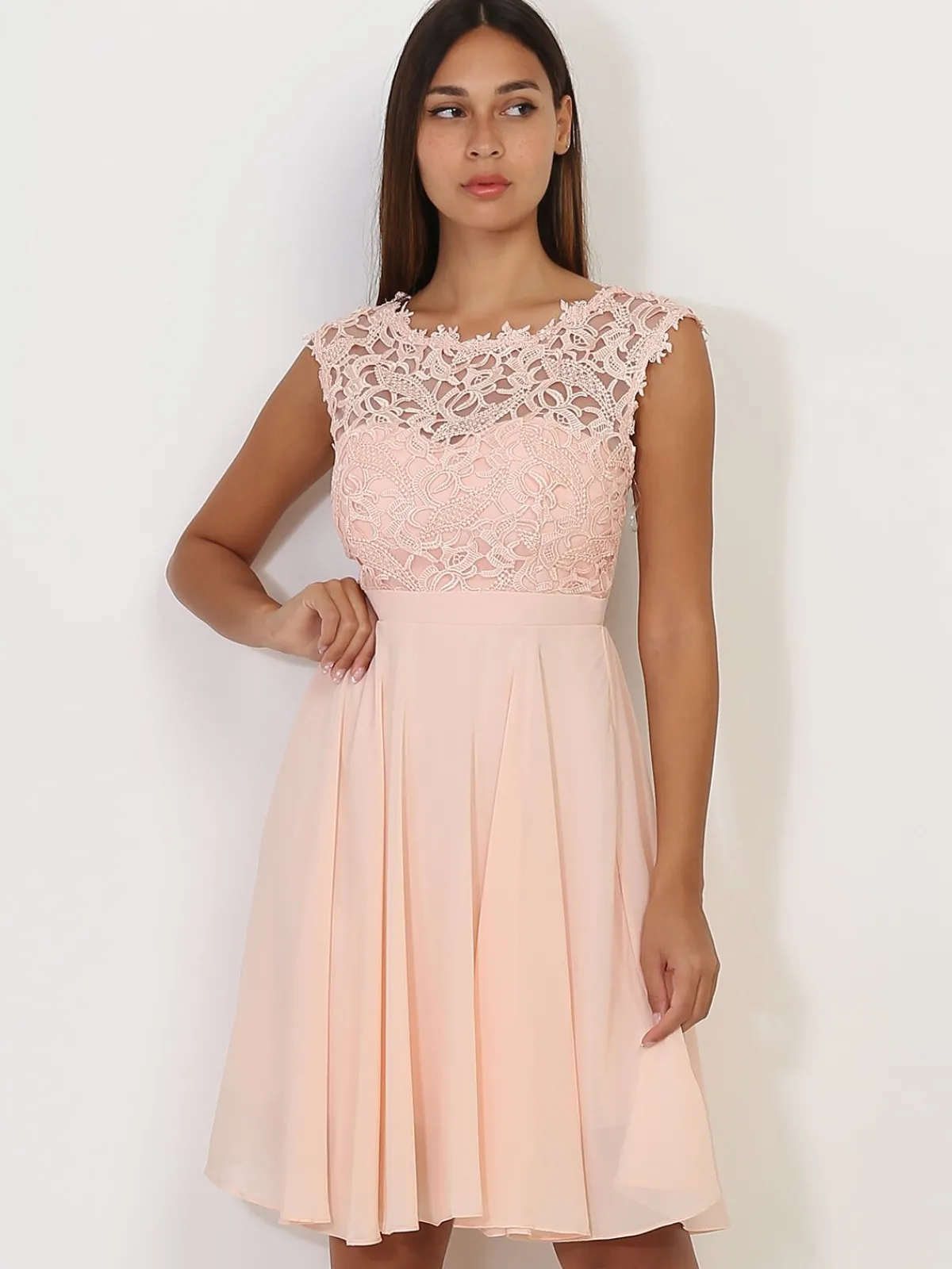 Best La Modeuse Robe avec dentelle Rose
