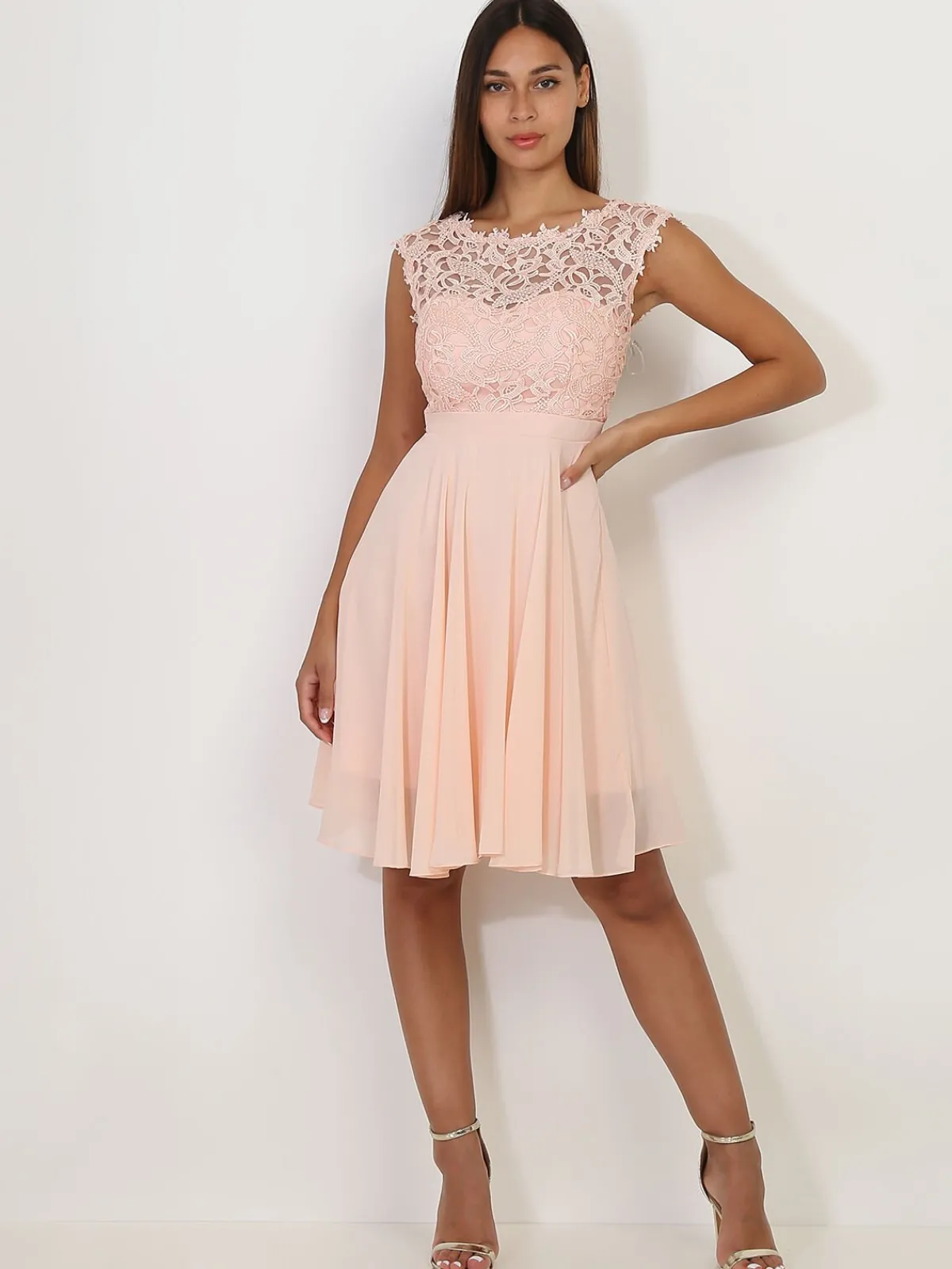 Best La Modeuse Robe avec dentelle Rose