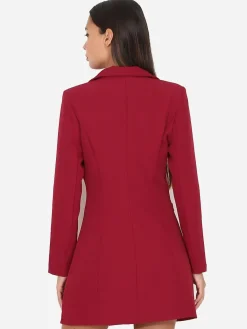 La Modeuse Robe blazer cintrée et boutonnée Bordeaux