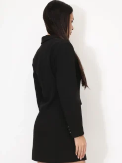 New La Modeuse Robe blazer droite à boutons Noir