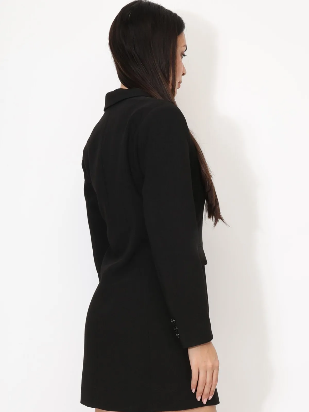 New La Modeuse Robe blazer droite à boutons Noir