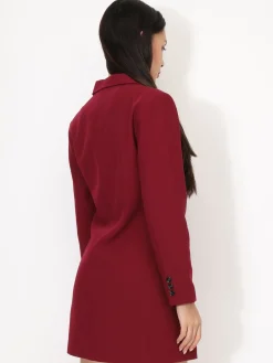 Hot La Modeuse Robe blazer droite à boutons Bordeaux