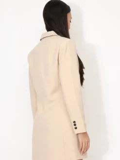 Outlet La Modeuse Robe blazer droite à boutons Beige