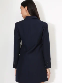 Hot La Modeuse Robe blazer droite à boutons BleuMarine