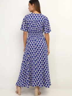 New La Modeuse Robe boutonnée à motif graphique Bleu