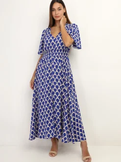 New La Modeuse Robe boutonnée à motif graphique Bleu