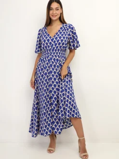 New La Modeuse Robe boutonnée à motif graphique Bleu