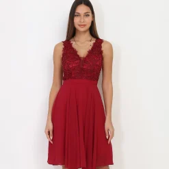 Online La Modeuse Robe brodée à perles grandes tailles Rougefoncé