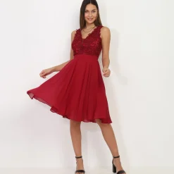 Online La Modeuse Robe brodée à perles grandes tailles Rougefoncé