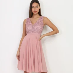New La Modeuse Robe brodée à perles grandes tailles VieuxRose