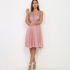 New La Modeuse Robe brodée à perles grandes tailles VieuxRose